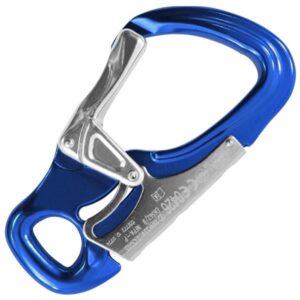 Kong TANGO BLUE aluminiowy karabinek do taśm do lin via ferrata z podwójnym systemem zabezpieczenia