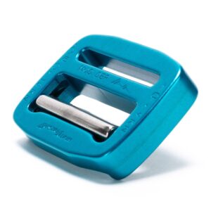 AustriAlpin FC38CF-B-ELOX AZURE BLUE anodowana klamra nierozłączna metalowa COBRAFRAME z belką samozaciskową 9kN do taśm 38mm